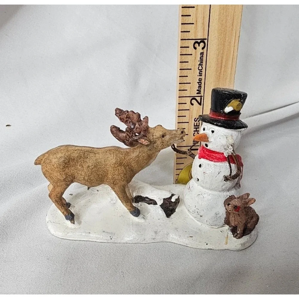 Lemax Snack Time Snowman and Reindeer Figurine Winter Village Holiday Decor
